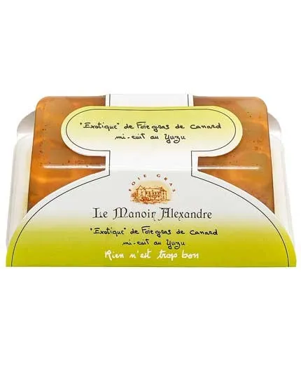 «Exotique» de foie gras de canard mi-cuit au yuzu "cuit en terrine"-opercule 200 g